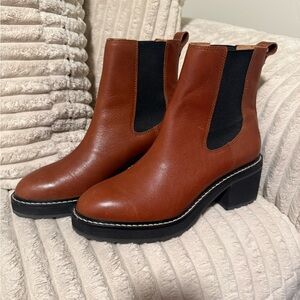 NEW Madewell Chestnut Leather Ankle Booties